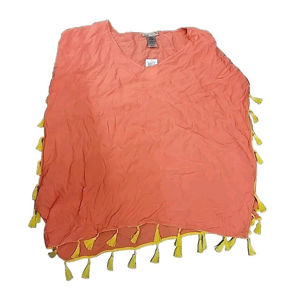 Nwt Womens C&T Beach Top Shirt Beach Coverup Coral Mandalay Lime Pink Large